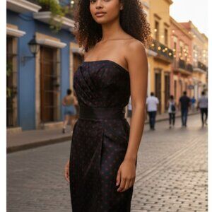 NWT White House Black Market polka dot strapless dress 8